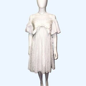 NWOT ADEAM Intermix “Wildflower” white eyelet lace off shoulder boho dress 4